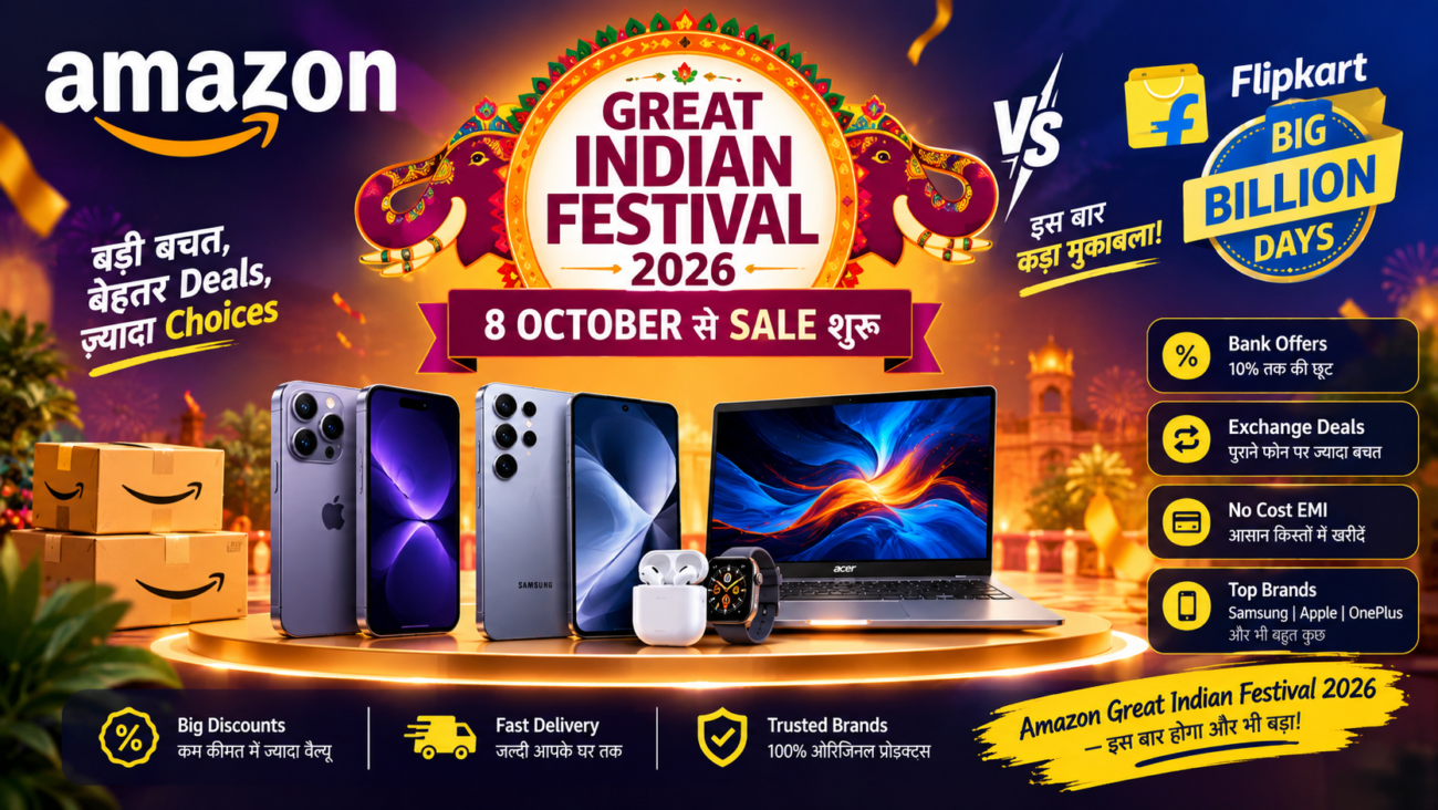 Amazon Great Indian Festival 2026 में ₹20,000 ₹30,000 और ₹50,000 के Best Smartphones